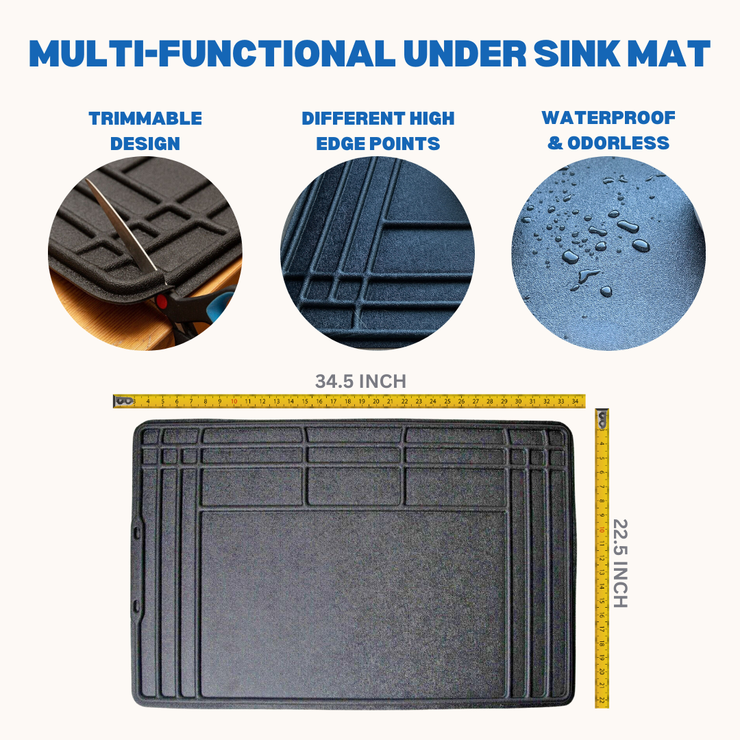 Erkul Sink Mat - Spill-Proof, Water-Proof, Raised Edge Under Sink Protection Mat