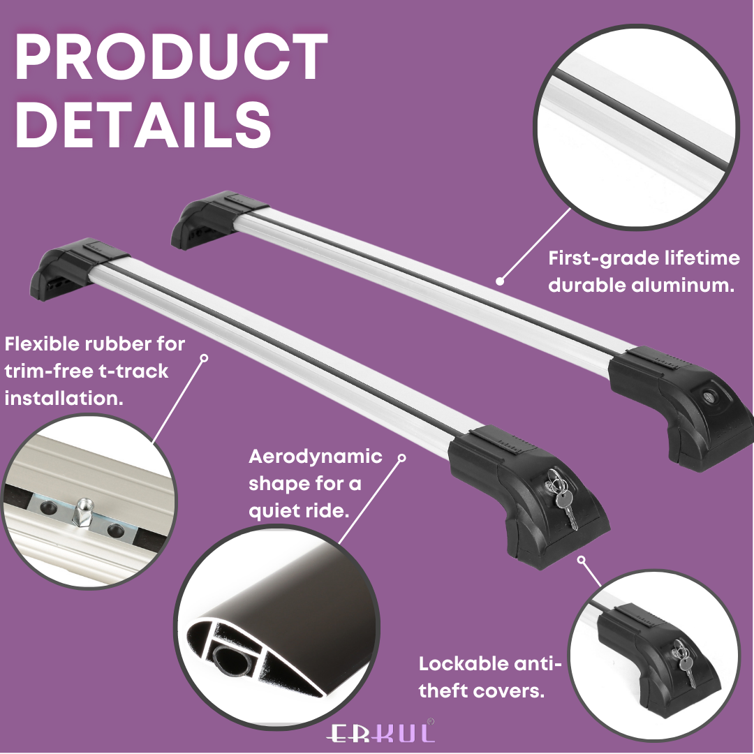 ERKUL Heavy Duty 220lbs Roof Rack Cross Bars for Range Rover Sport 2014-2022 | Silver