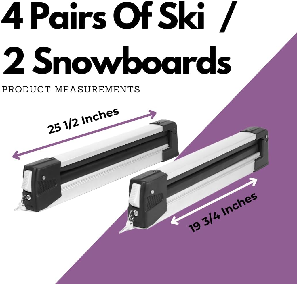 ERKUl 25" Ski Rack for Car Roof Universal Ski & Snowboard Racks Fits Cross Bars
