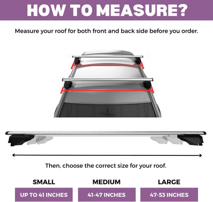 ERKUL Universal Roof Rack Cross Bars for Naked Roofs - 41" Adjustable Window Frame Crossbars for Cars Without Rails | Bare Roof Rack System Compatible with Most Sedan & SUV Models | Black