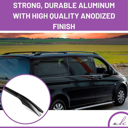 ERKUL Roof Side Rails + Cross Bars Set for Mercedes Benz Metris Long Wheelbase 2014-2023 | Complete Roof Rack System | Black