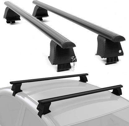 ERKUL Universal Roof Rack Cross Bars for Naked Roofs - 41" Adjustable Window Frame Crossbars for Cars Without Rails | Bare Roof Rack System Compatible with Most Sedan & SUV Models | Black