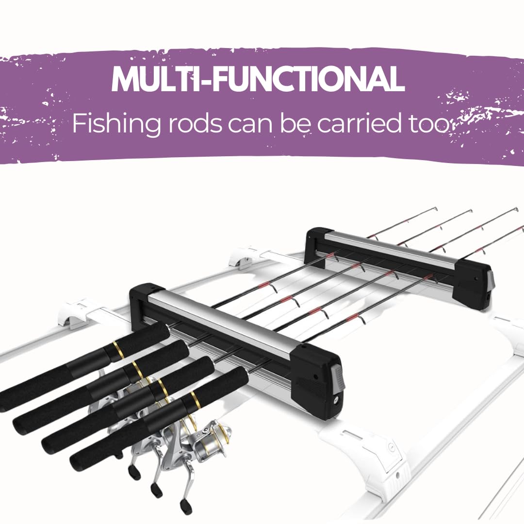 ERKUl 25" Ski Rack | Holds 4 Pairs of Skis or 2 Snowboards - Fits All Types of Cross Bars