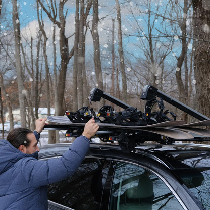 ERKUl 25" Ski Rack | Holds 4 Pairs of Skis or 2 Snowboards - Fits All Types of Cross Bars