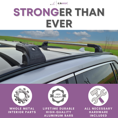 ERKUL Heavy Duty 220lbs Roof Rack Cross Bars for Porsche Cayenne 2019-2024 | Black