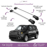 ERKUL Roof Rack Cross Bars for Jeep Renegade 2015-2023 | Aluminum Crossbars with Anti Theft Lock for Rooftop | Compatible with Raised Rails - Silver