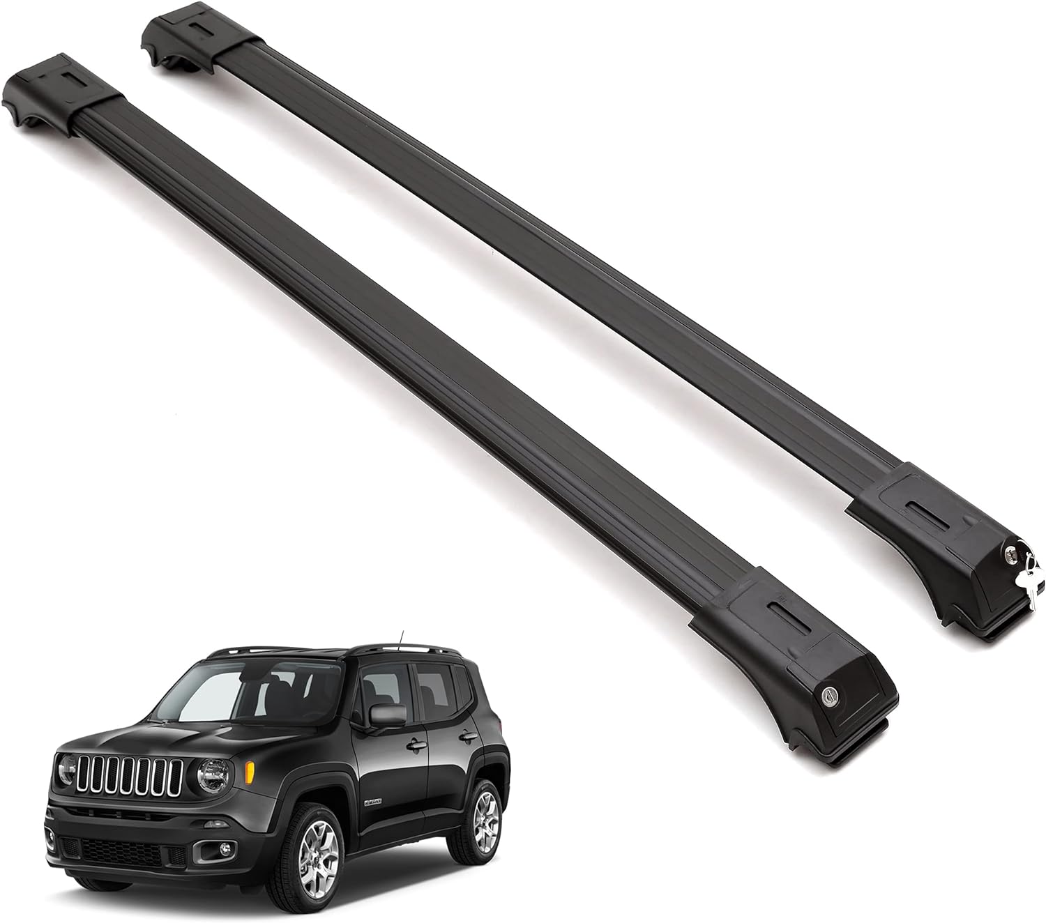 ERKUL Roof Rack Cross Bars Fits Jeep Renegade 2015-2025 Fits Raised Rails Black