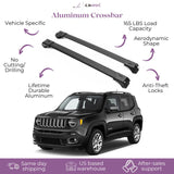 ERKUL Roof Rack Cross Bars for Jeep Renegade 2015-2023 | Aluminum Crossbars with Anti Theft Lock for Rooftop | Compatible with Raised Rails - Black