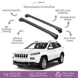 ERKUL Roof Rack Cross Bars for Jeep Cherokee 2014-2023 | Aluminum Crossbars with Anti Theft Lock for Rooftop | Compatible with Raised Rails - Black