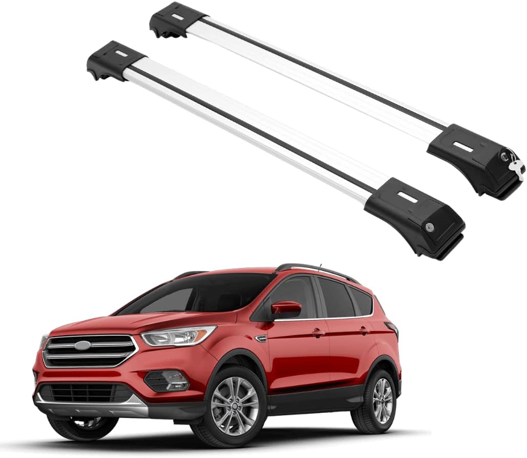 ERKUL Roof Rack Cross Bars for Ford Escape 2013-2019 For Raised Rails - Silver