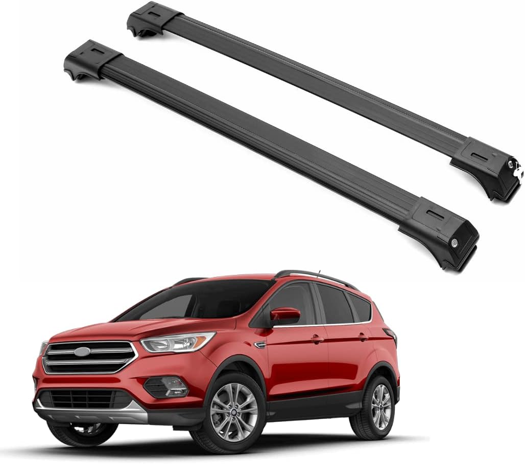 ERKUL Roof Rack Cross Bars for Ford Escape 2013-2019 For Raised Rails - Black