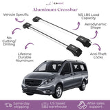 ERKUL Roof Rack Cross Bars for Mercedes Benz Metris 2016-2023 | Aluminum Crossbars with Anti Theft Lock for Rooftop | Compatible with Raised Rails - Silver