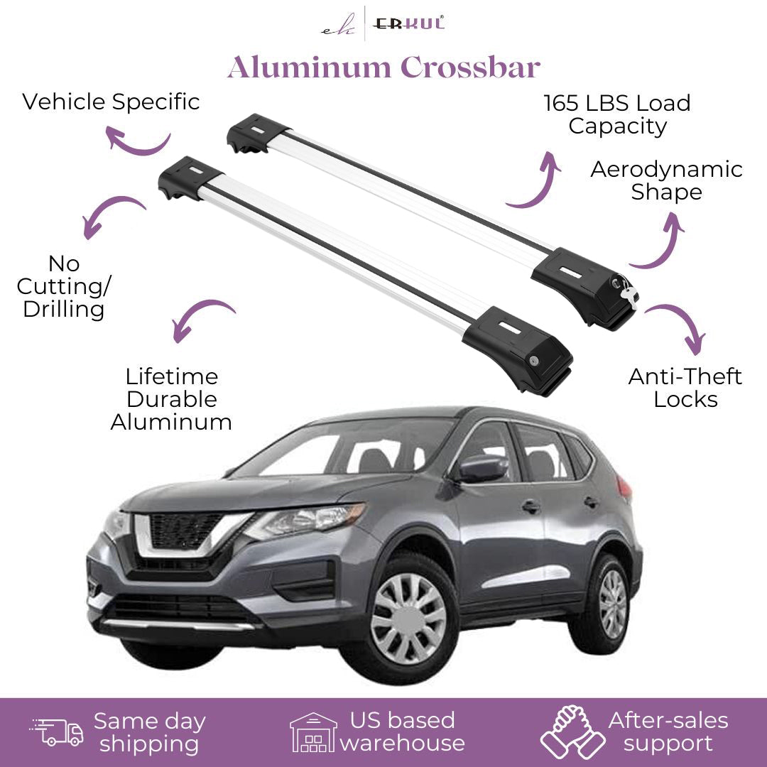 ERKUL Roof Rack Cross Bars Fits Nissan Rogue Sport 2017-2022 Aluminum Silver