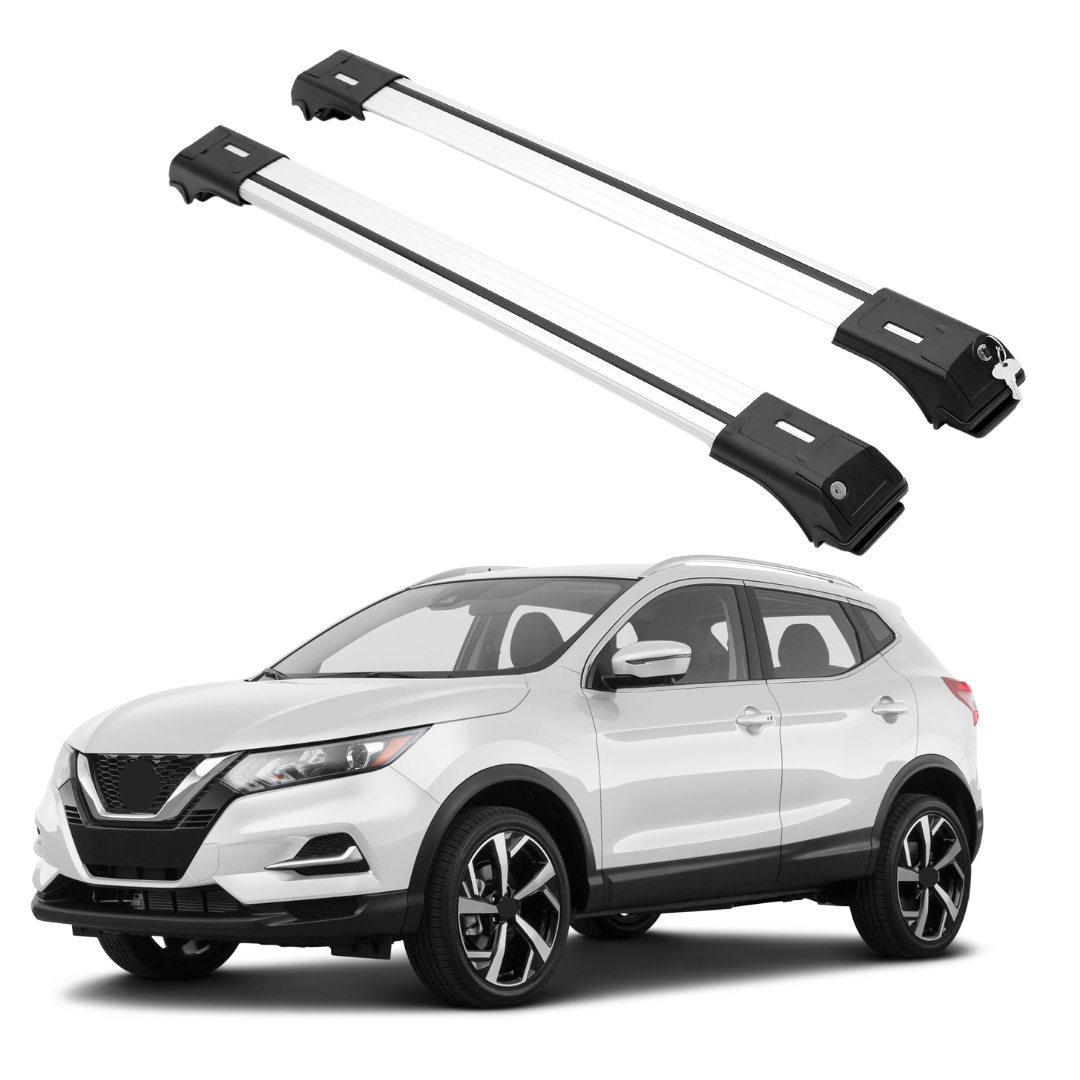 ERKUL Roof Rack Cross Bars for Nissan Rogue 2014-2020 For Raised Rails - Silver