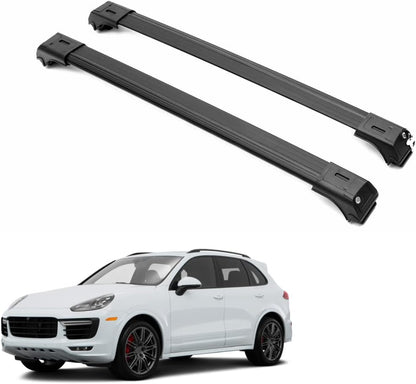 2 Piece Lockable Roof Rack Cross Bars For Porsche Cayenne 2003-2010 | Black