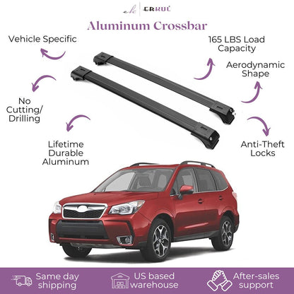 Erkul Roof Rack Cross Bars for Subaru Forester 2019-2024 & 2014-2019 For Raised Rails - Black