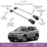 ERKUL Roof Rack Cross Bars for Toyota RAV4 2013-2018 For Raised Rails - Silver