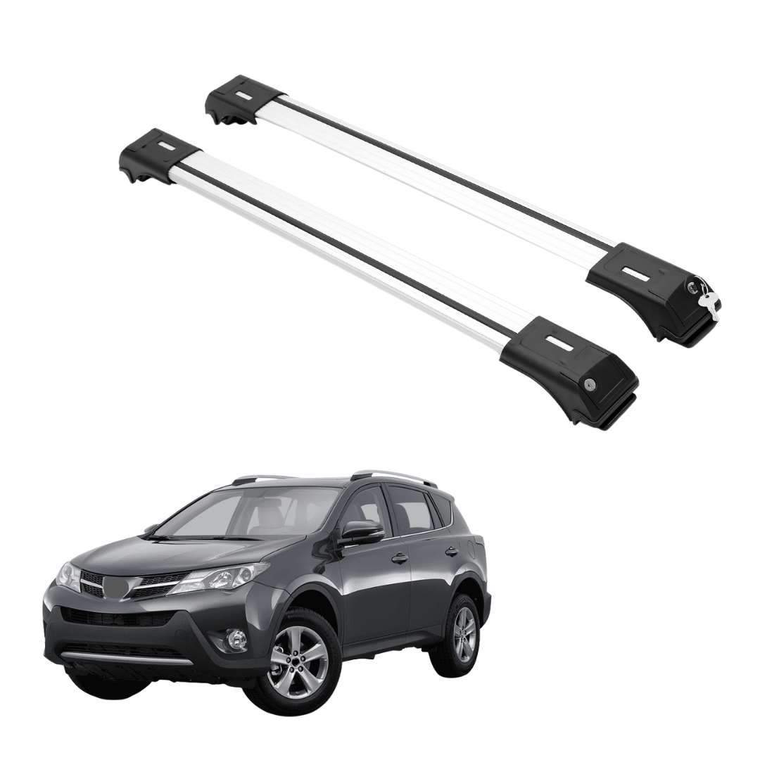 ERKUL Roof Rack Cross Bars for Toyota RAV4 2013-2018 For Raised Rails - Silver