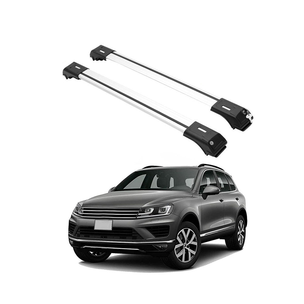 ERKUL Roof Rack Cross Bars for VW Volkswagen Touareg 2010-2018 For Raised Rails - Silver