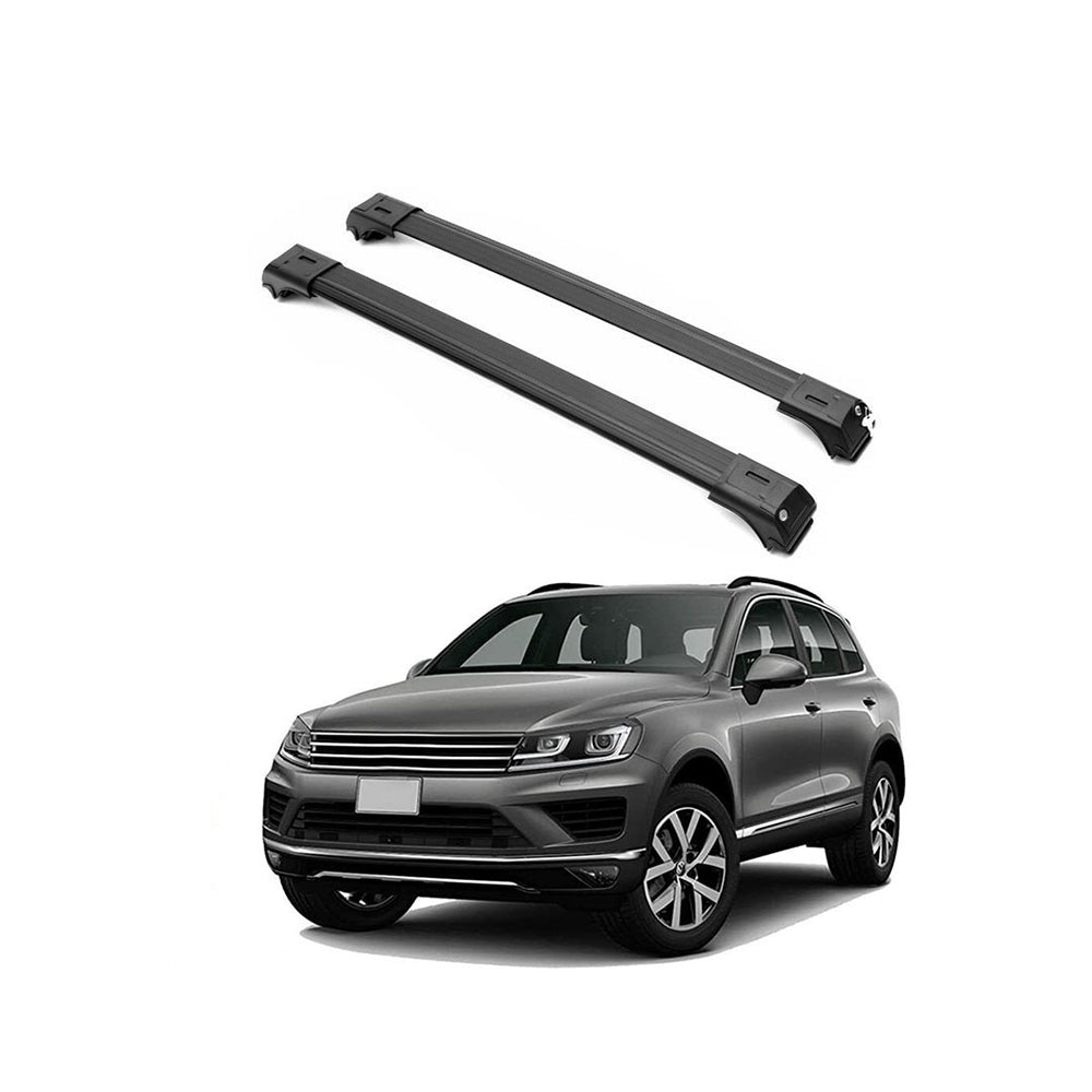 ERKUL Roof Rack Cross Bars for VW Volkswagen Touareg 2010-2018 For Raised Rails - Black