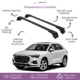 ERKUL Roof Rack Cross Bars Fits Audi Q3 2019-2025 Fits Flush Rails Black