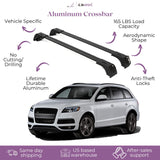 ERKUL Roof Rack Cross Bars for Audi Q7 2007-2015 | Anti-Theft Lock Aluminum Crossbars for Rooftop Cargo Carrier | Black