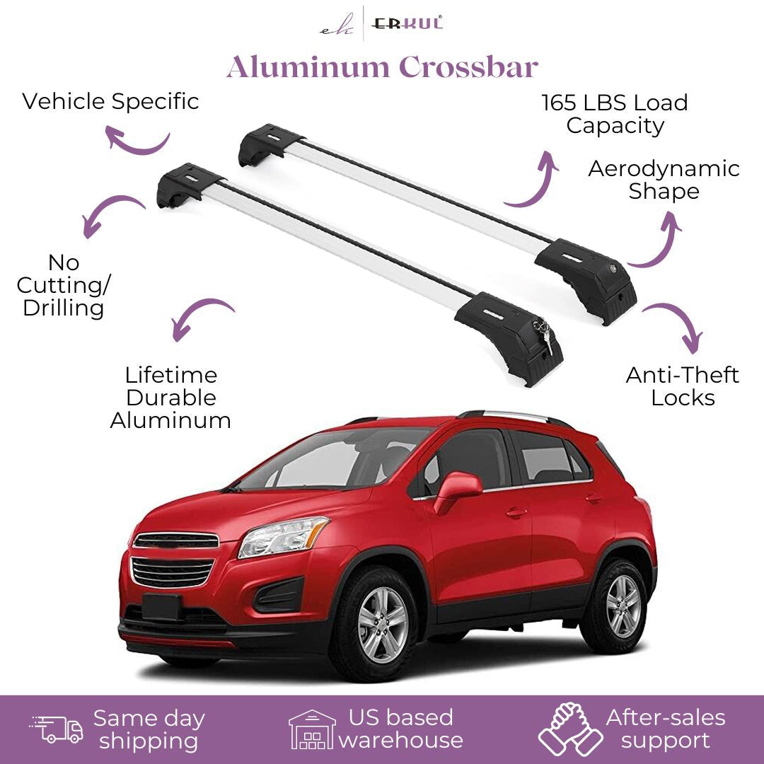 ERKUL Roof Rack Cross Bars Fits Chevrolet Trax 2013-2022 Fits Flush Rails Silver