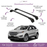 ERKUL Roof Rack Cross Bars for Ford Edge 2015-2024 | Aluminum Crossbars with Anti Theft Lock for Rooftop | Compatible with Flush Rails - Black