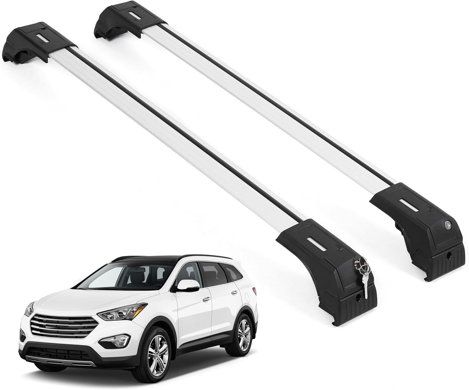 ERKUL Roof Rack Cross Bars for Hyundai Santa Fe 2013-2018  - Silver