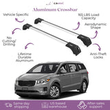 ERKUL Roof Rack Cross Bars for Kia Sedona 2015-2021  - Silver