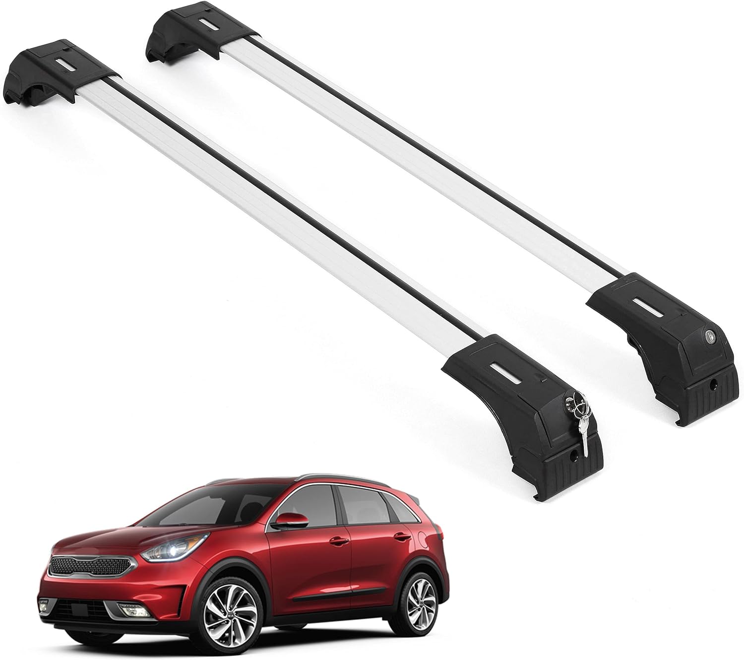 ERKUL Roof Rack Cross Bars for Kia NIRO 2016-2022  - Silver