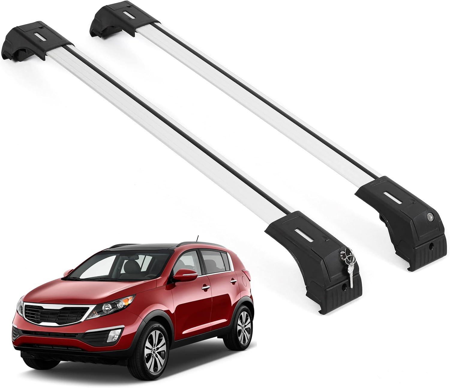 ERKUL Roof Rack Cross Bars for Kia Sportage 2011-2016  - Silver