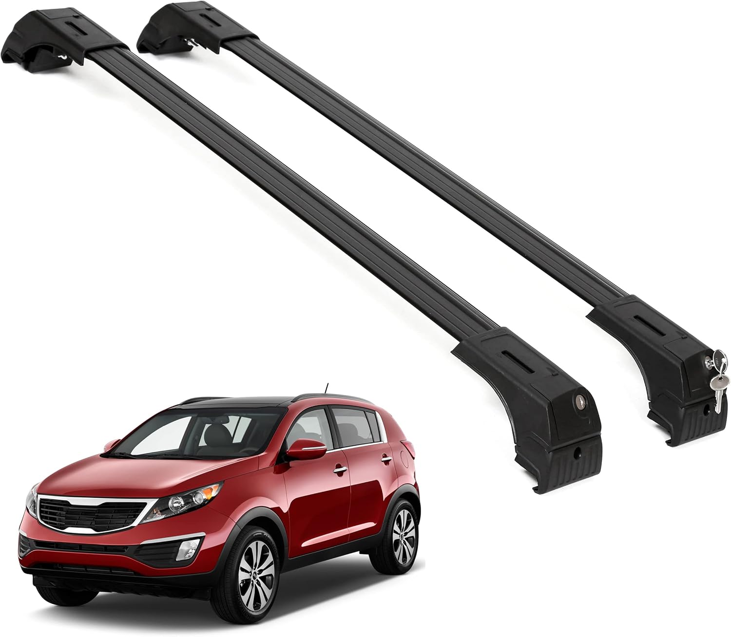 ERKUL Roof Rack Cross Bars for Kia Sportage 2011-2016  - Black