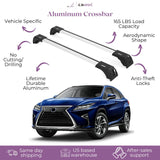 ERKUL Roof Rack Cross Bars for Lexus RX350L RX450H RX450HL 2016-2022 | Aluminum Crossbars with Anti Theft Lock for Rooftop | Compatible with Flush Rails - Silver