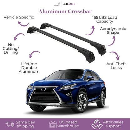 ERKUL Roof Rack Cross Fits Lexus RX350L RX450h RX450hL 2016-2022 Aluminum Black