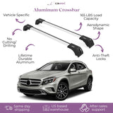 ERKUL Roof Rack Cross Bars for Mercedes Benz GLA 2014-2019 | Aluminum Crossbars with Anti Theft Lock for Rooftop | Compatible with Flush Rails - Silver