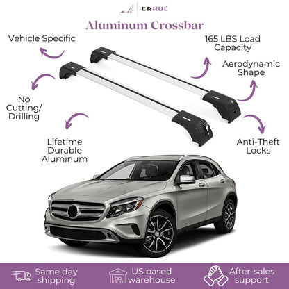 ERKUL Roof Rack Cross Bars Fits Mercedes-Benz 2014-2020 Fits Flush Rails Silver