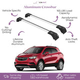 ERKUL Roof Rack Cross Bars for Buick Encore 2013-2020 | Aluminum Crossbars with Anti Theft Lock for Rooftop | Compatible with Flush Rails - Silver