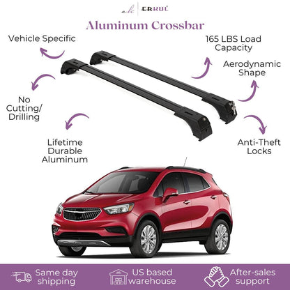 ERKUL Roof Rack Cross Bars Fits Buick Encore 2013-2022 Fits Flush Rails Black
