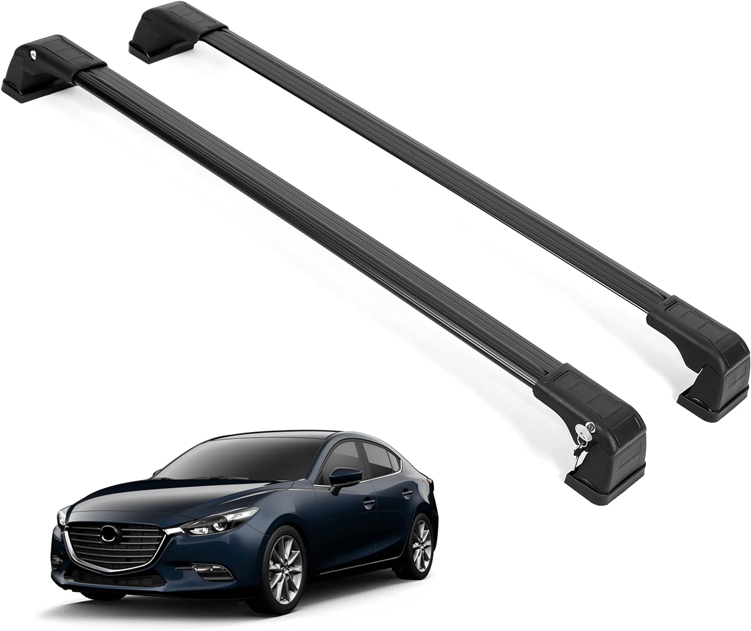 ERKUL Roof Rack Cross Bars for Mazda 6 2010-2022 For Fixed Points Roofs - Black