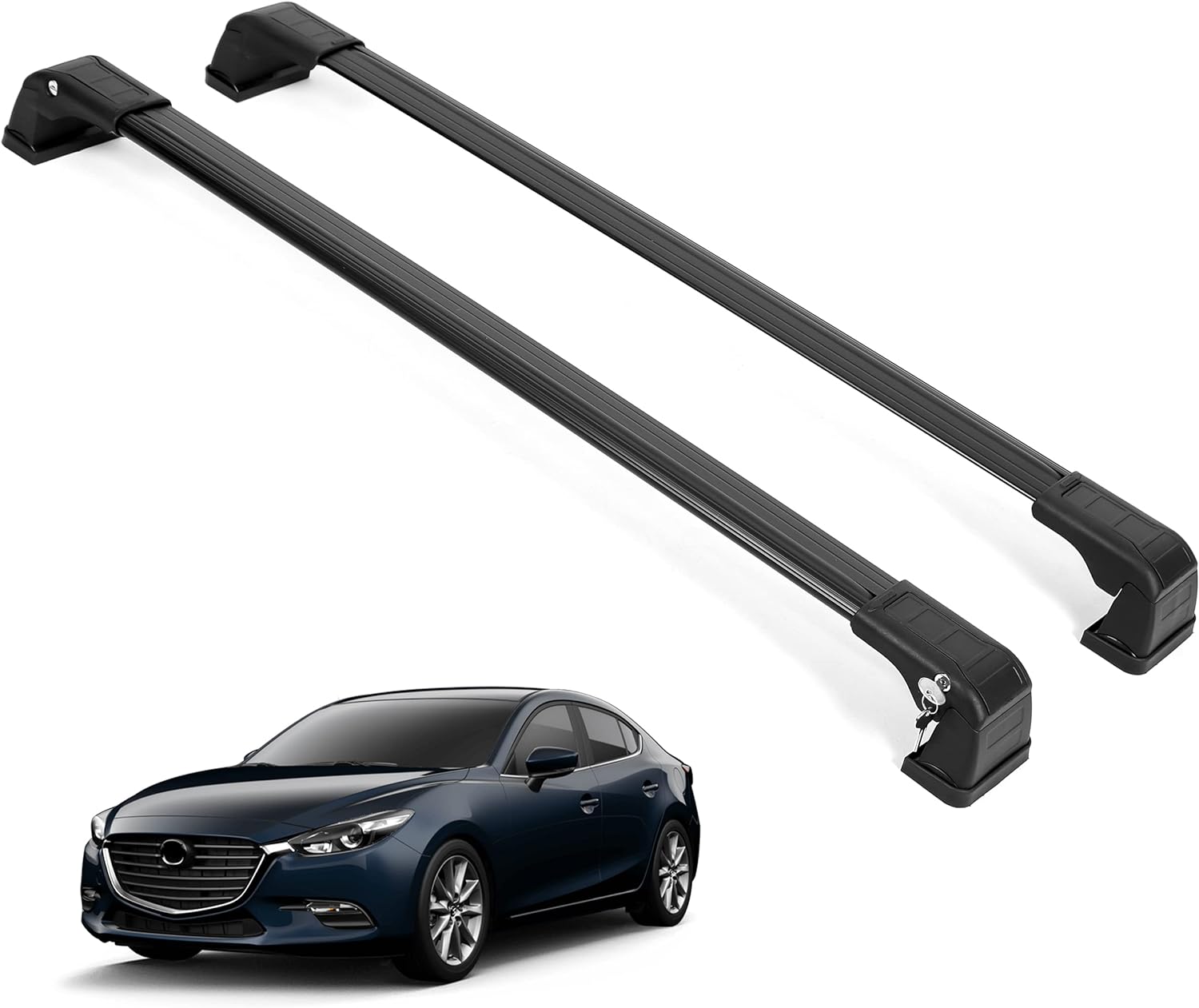 ERKUL Roof Rack Cross Bars Fits Mazda 6 2010-2022 Aluminum Lockable Black