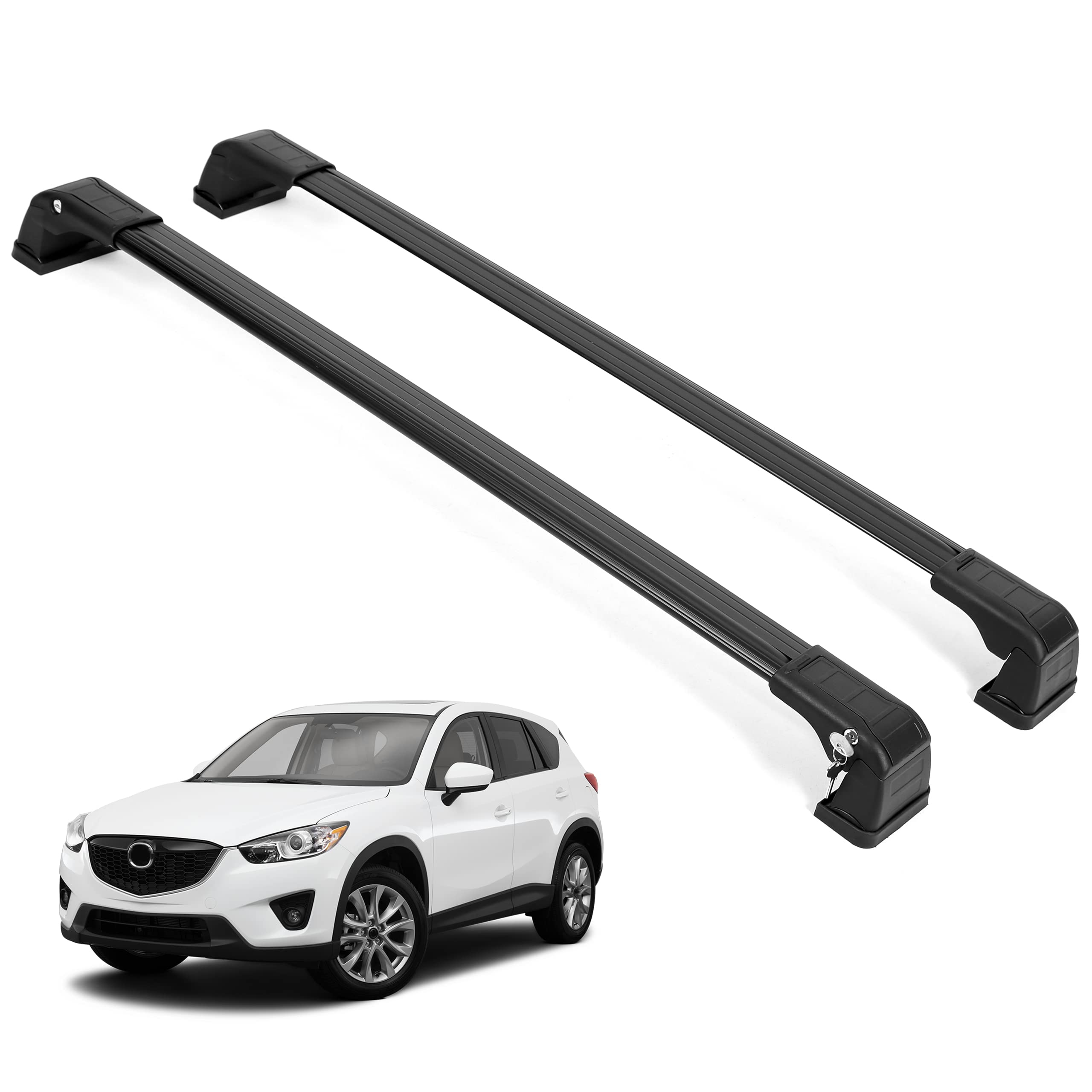 ERKUL Roof Rack Cross Bars Fits Mazda CX5 2012-2016 Aluminum Lockable Black