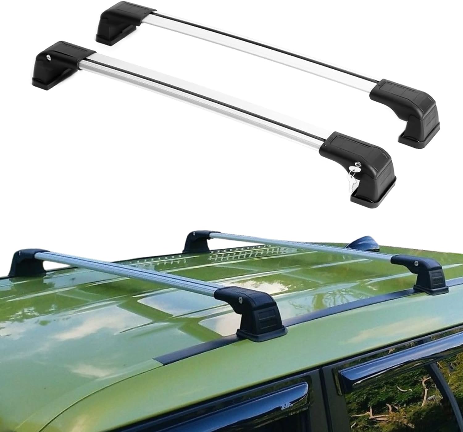 ERKUL Roof Rack Cross Bars Fits Kia Soul 2020-2025 Aluminum Lockable Silver