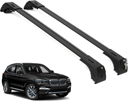 ERKUL Roof Rack Cross Bars Fits BMW X3 G01 2018-2025 Fits Flush Rails Black