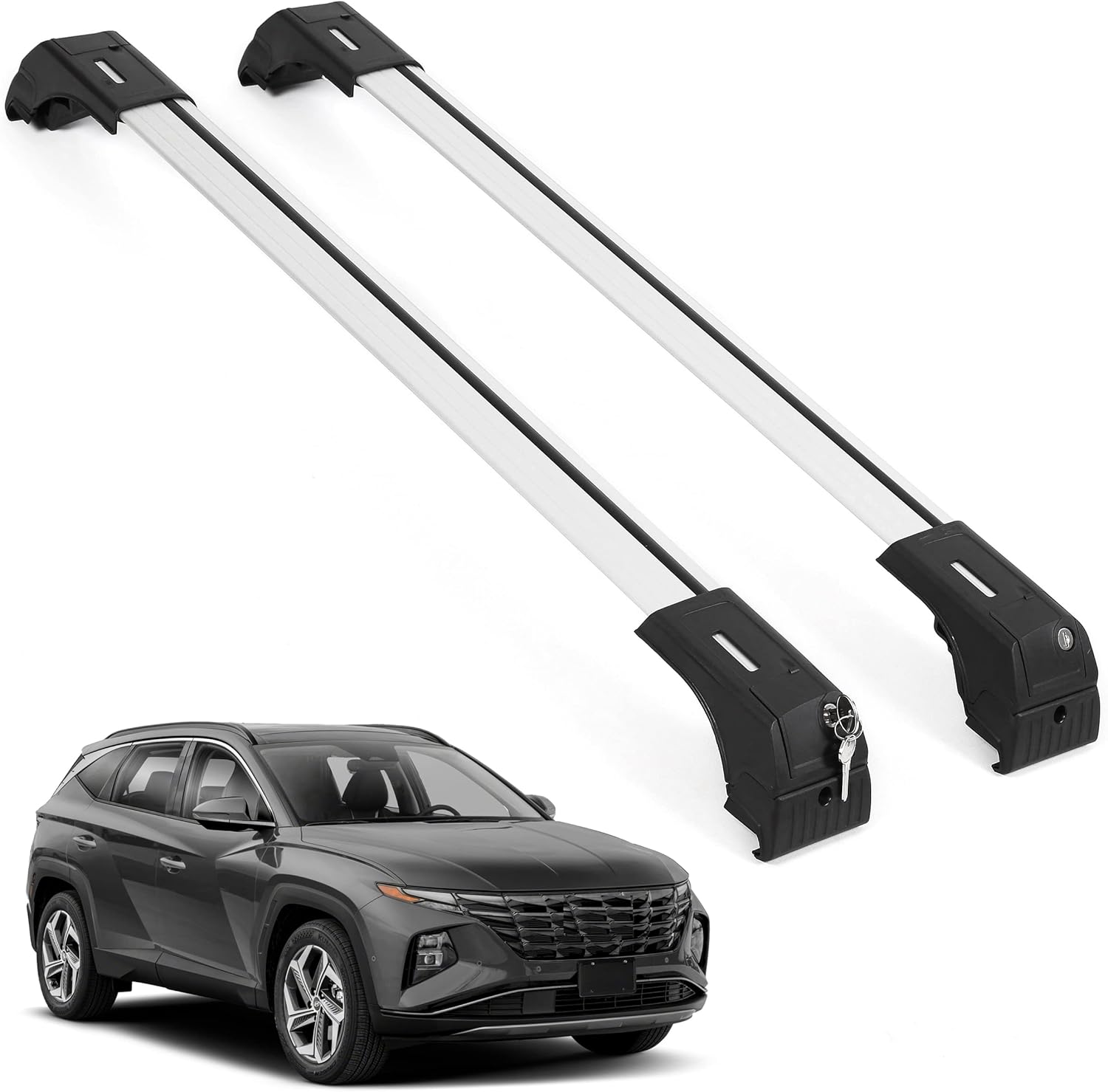 ERKUL Roof Rack Cross Bars Fits Hyundai Tucson 2022-2025 Fits Flush Rails Black