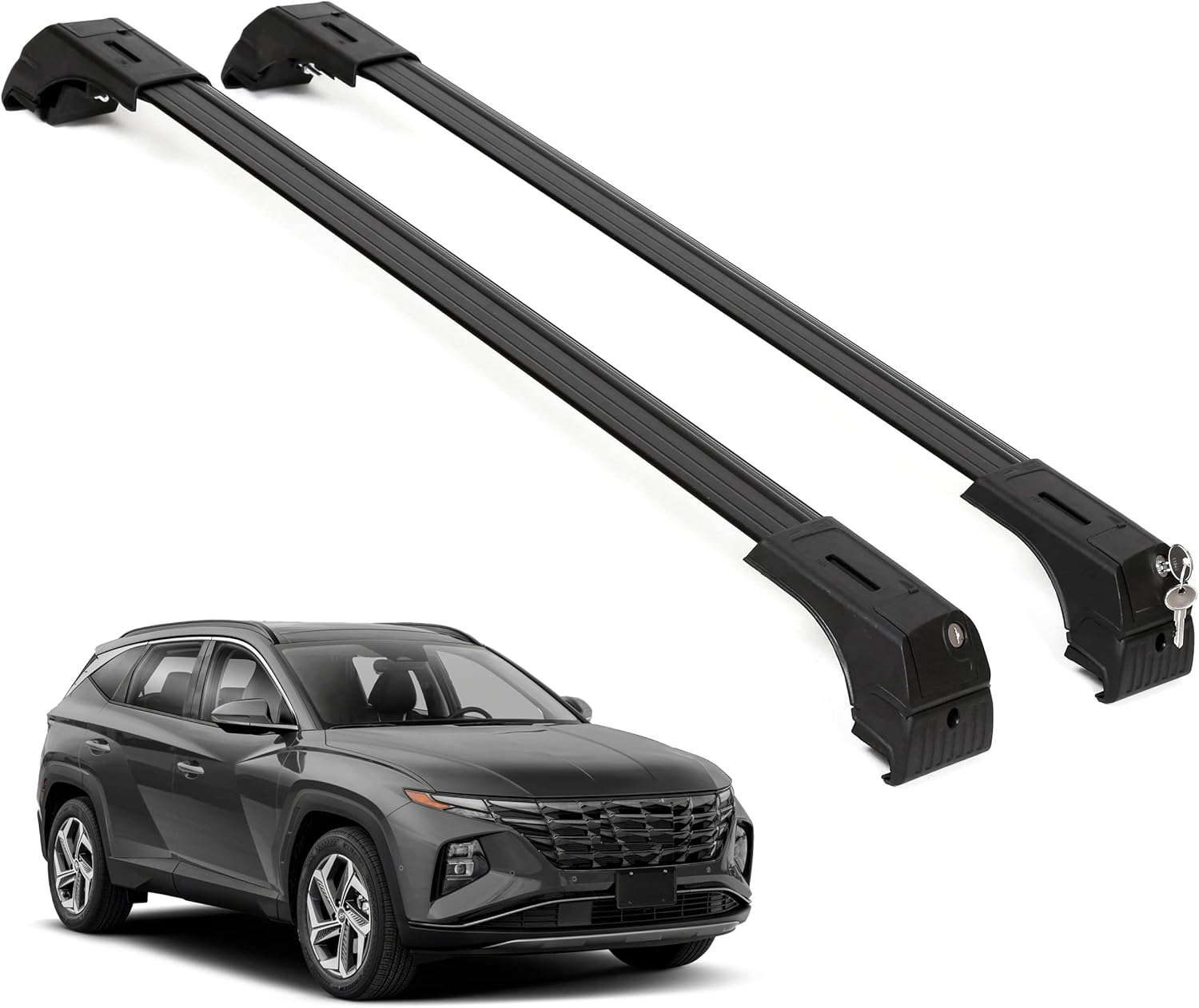 ERKUL Roof Rack Cross Bars Fits Hyundai Tucson 2022-2025 Fits Flush Rails Black