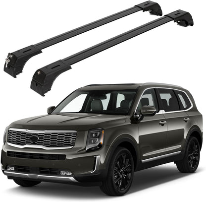 ERKUL Roof Rack Cross Bars Fits Kia Telluride 2019-2025 Fits Flush Rails Black