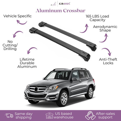 ERKUL Roof Rack Cross bars Fits Mercedes Benz GLK 350 2009-2015 Aluminum Black