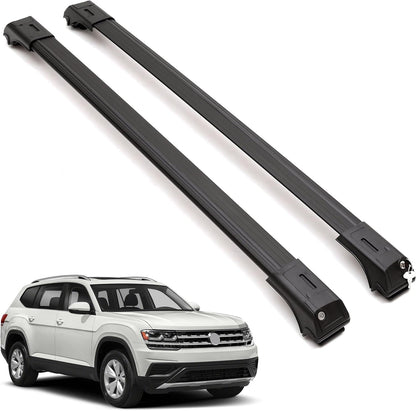 ERKUL Roof Rack Cross Bars Fits Volkswagen Atlas 2018-2026 Fits Raised Rails Black