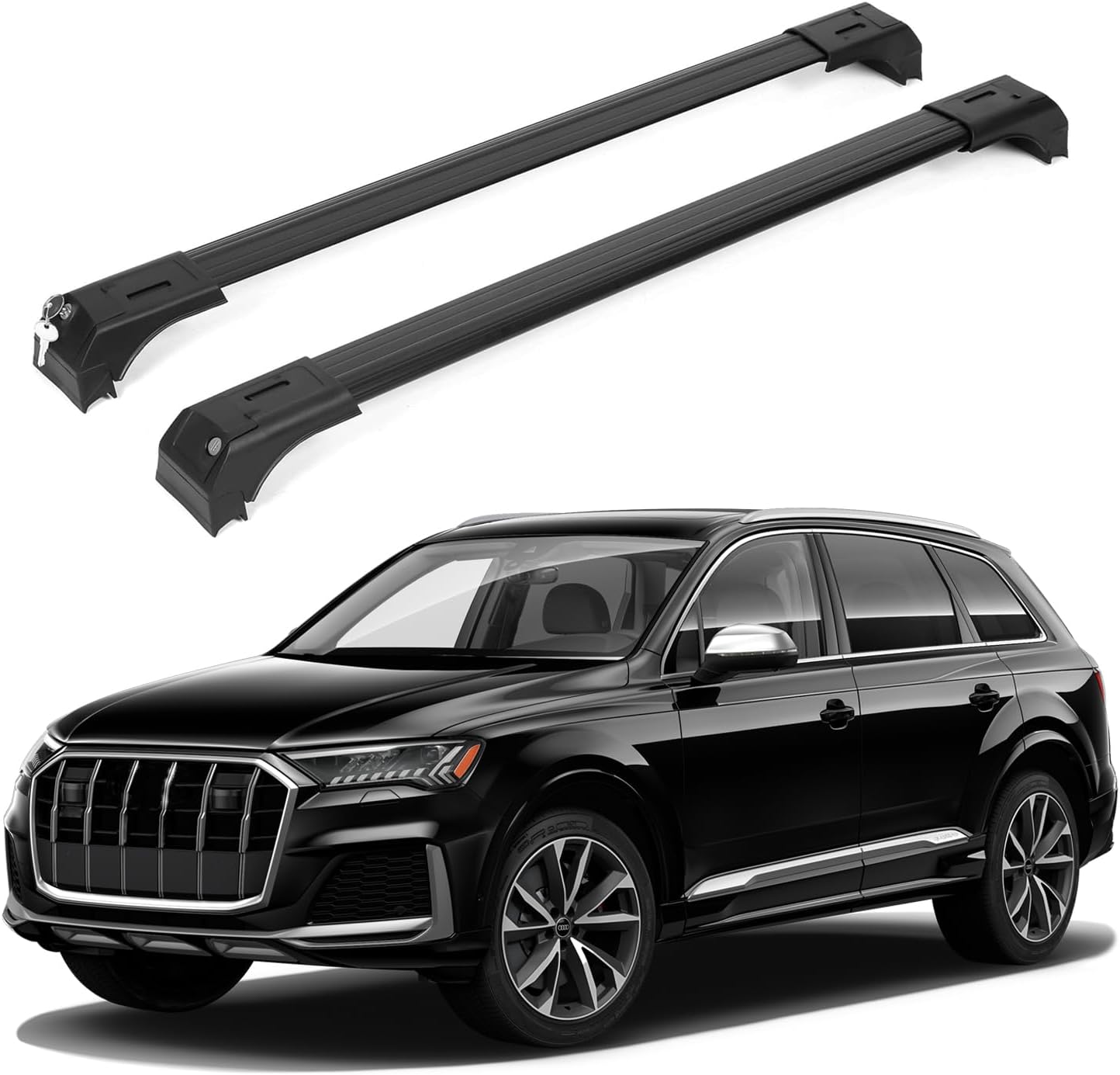 220lbs Roof Rack Crossbars for Audi Q7 2017-2026 Fits Fixed Points Roofs - Black